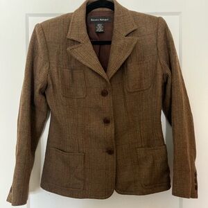 Vintage Banana Republic 100% wool Brown Tweed Single Breasted Blazer Jacket 4